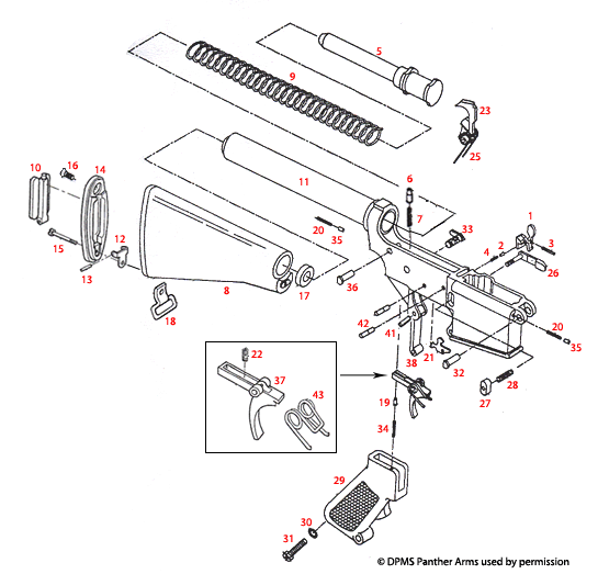 Dpms Panther Arms Complete Lower Assembly Schematic Brownells Benelux