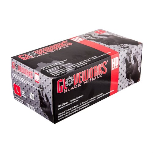 Black Nitrile Diamond Textured Gloves Large