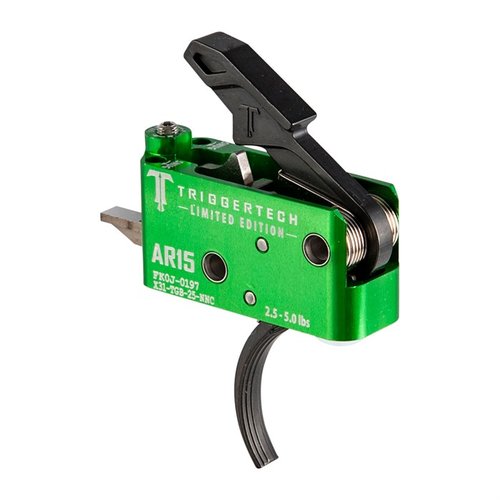 AR-15 Trigger Black Curved, Green Housing 2-5lbs