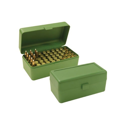 MTM PLASTIC AMMO BOXES 4 FREE SHIPPING GREEN 50 Round 40 S&W / 45 ACP 